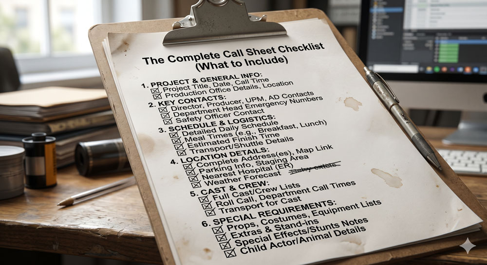 The Complete Call Sheet Checklist (What to Include)