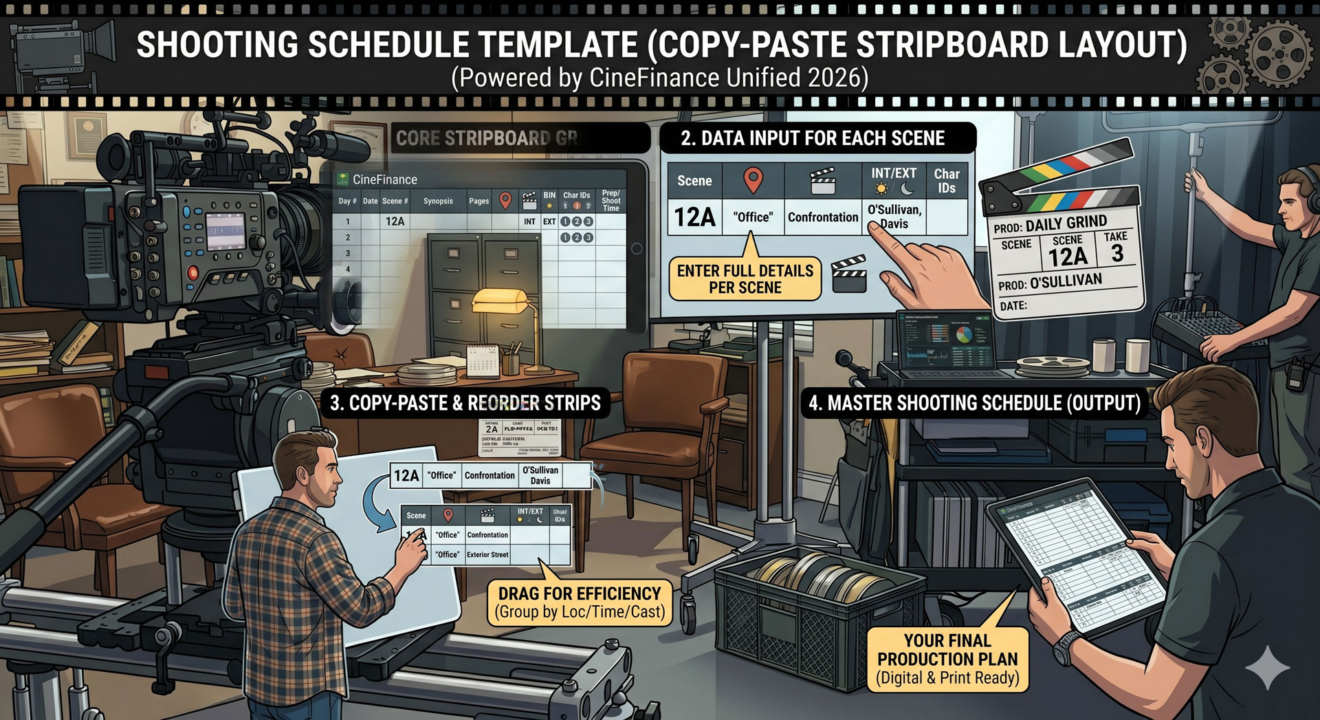 Shooting Schedule Template (Copy-Paste Stripboard Layout)