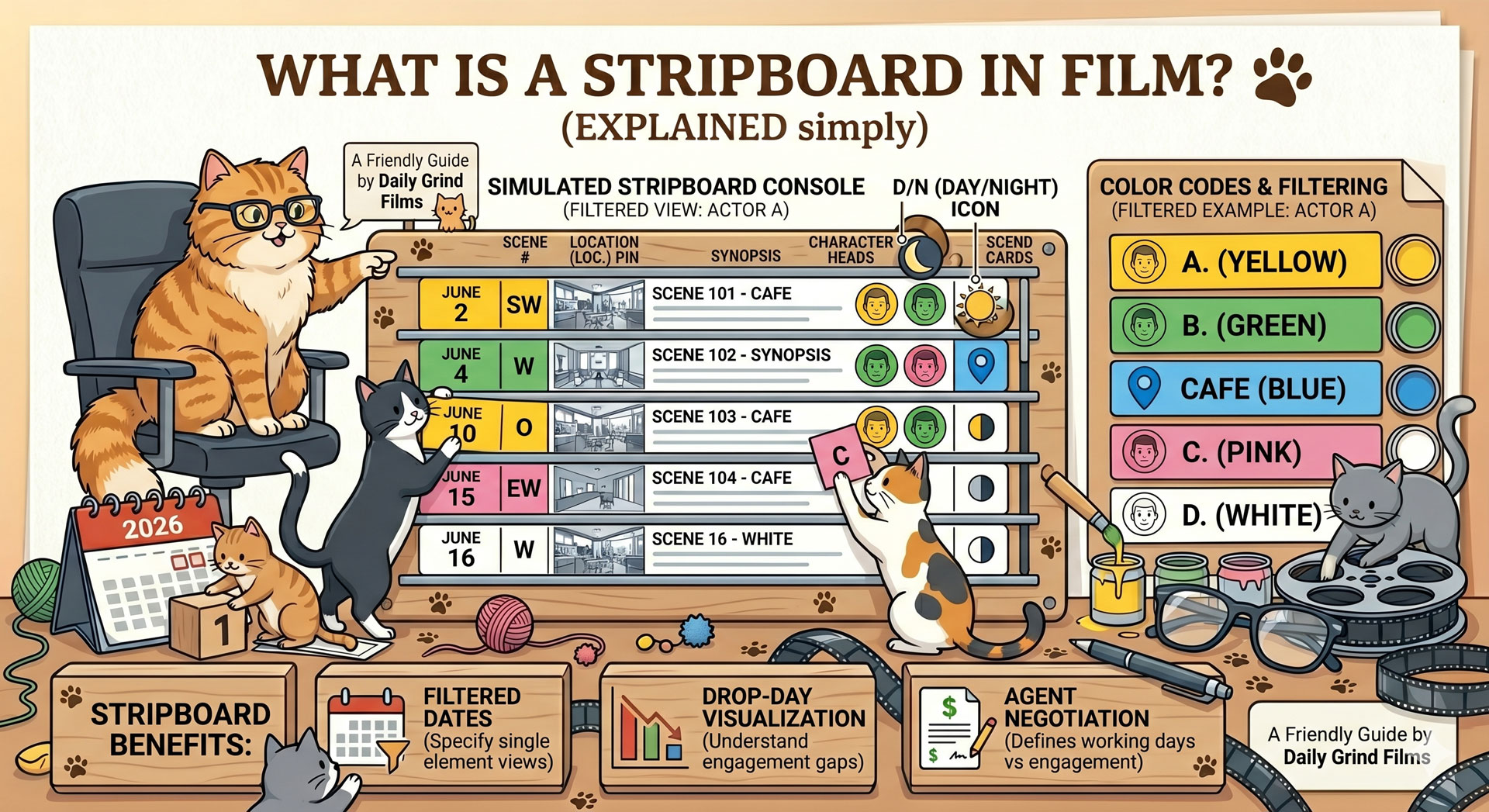 What Is a Stripboard in Film? (Colors, Layout, and Examples)
