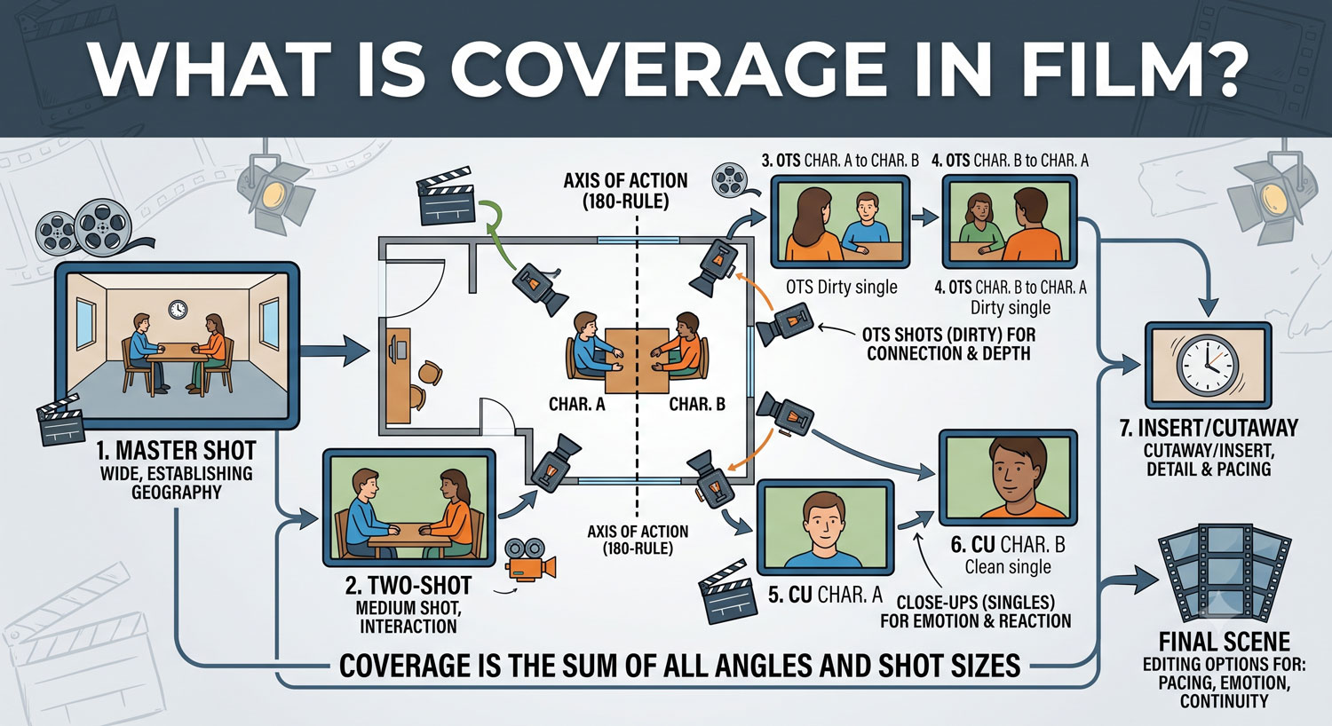 What Is Coverage in Film? (Masters, Angles, and the 180-Degree Line)